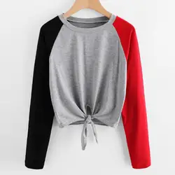 Camisas mujer verano 2018 Для женщин s Повседневное с длинными рукавами в стиле пэчворк пуловер Блузка Футболка Модные женские блузки для девочек Для