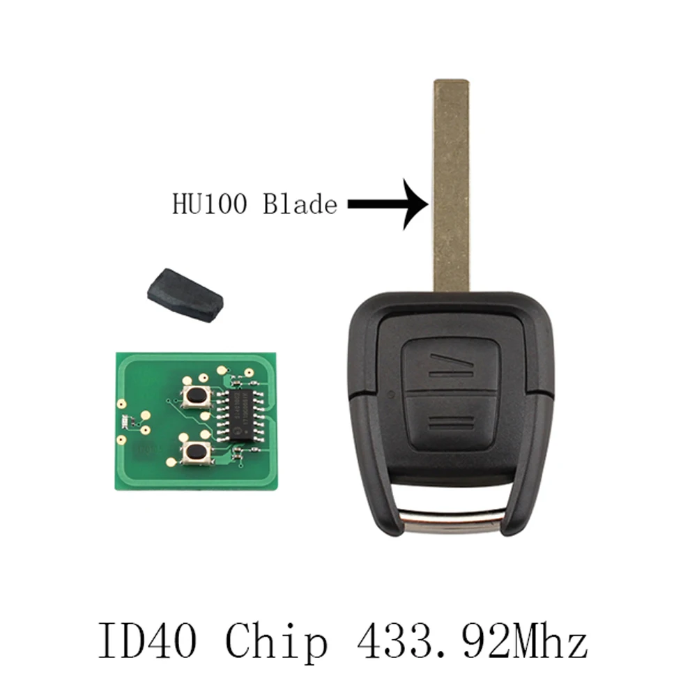 Dandkey 2 кнопки дистанционного ключа FOB ID40 чип для Vauxhall Opel Astra Vectra Zafira ASK 433 МГц Uncut