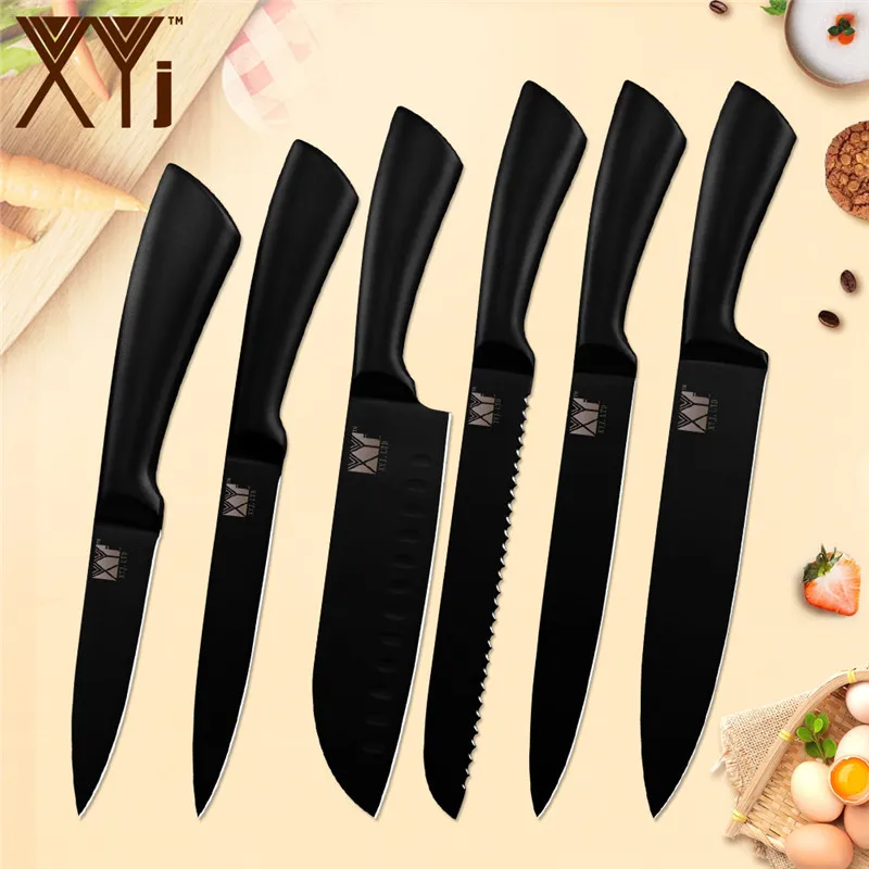 XYj 8 ''7'' 5 ''3,5'' набор кухонных ножей из нержавеющей стали шеф-повара для нарезки хлеба сантоку кухонные аксессуары, нож - Цвет: A.6pcs set