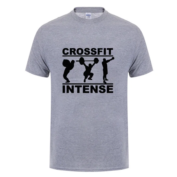 Надпись crossfit intense футболка для мужчин подарок на день рождения хлопковая