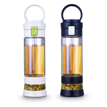 

400ml Glass Water Bottle With Tea Separation Filter Strainer Portable Travel Coffee Infuser Bottles for Car Drinkware