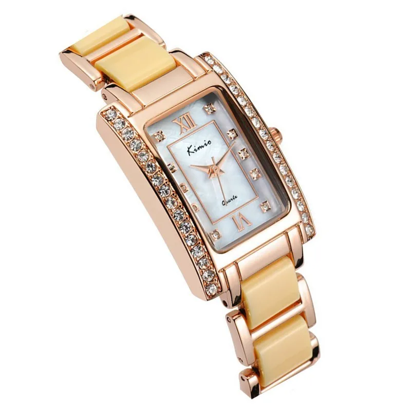 KIMIO Rectangle Square Black Watch Women Luxury Brand Rhinestones Watches Women Quartz Chinese Wrist Watch Ladies Womens Watches