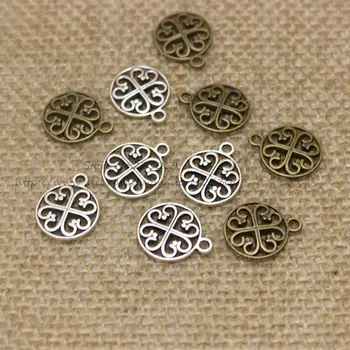 

80PCS 13*16mm Four Leaf Flower Vintage Antique Bronze Color Alloy DIY Jewelry Making Pendants
