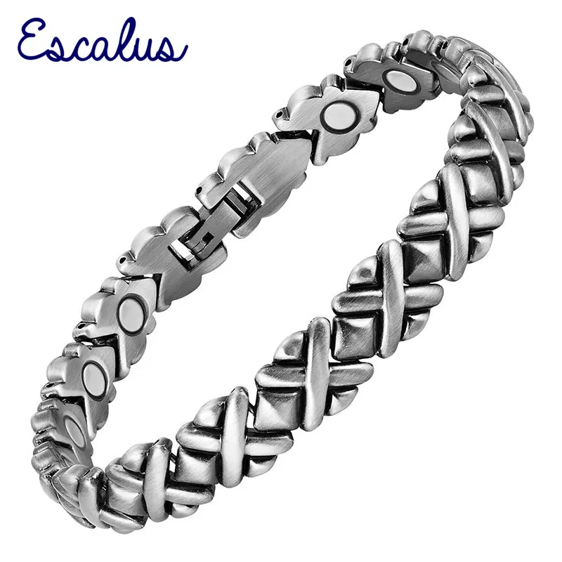 Escalus Unisex Bio Health Antique Silver Long Bracelet Healing