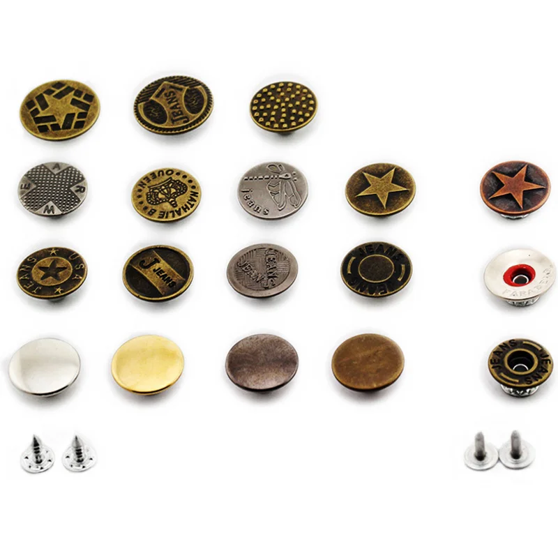 

5Pcs/Set Metal Gold Silver Buttons High Quality Bronze Tone Jeans Buttons Mixed Button Clothing Accessories Drop Shipping