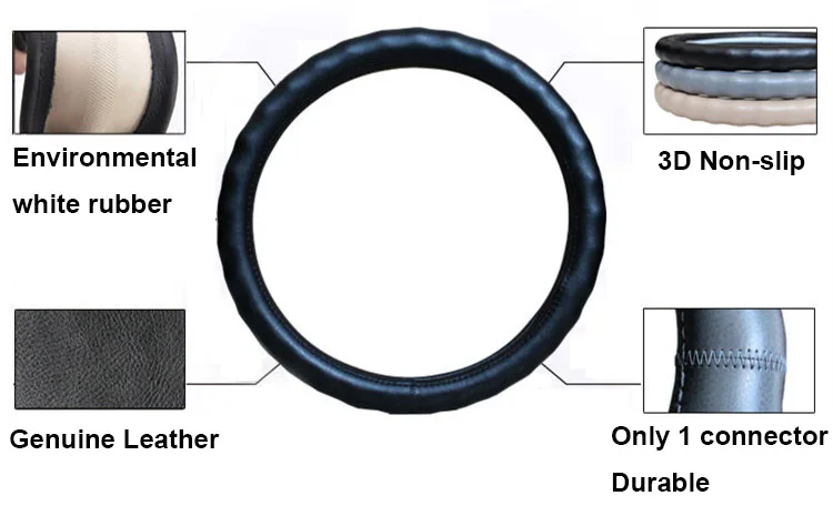 36-47cm Genuine Leather Auto Truck Bus Steering Wheel Cover For Daewoo Volvo Man Renault DAF Isuzu Mitsubishi Car Styling