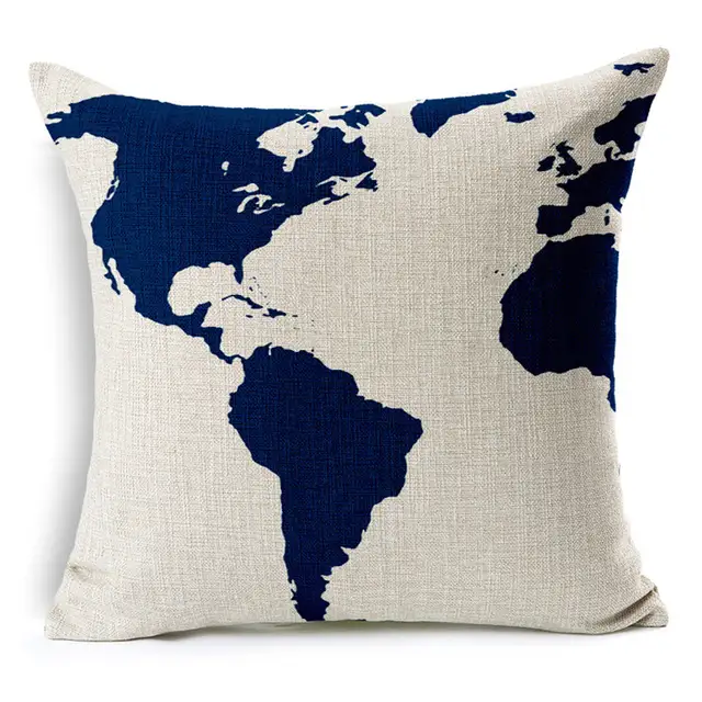Dropship Ocean Series Vintage Anchors Cushion Covers World Map