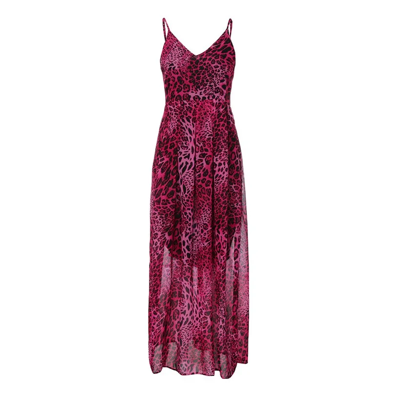 New Sexy ChiffonLeopard Print High Waist V-Neck Long Dress Summer High Street Fashion Dress For Female Vestidos #F#40DE07 (6)