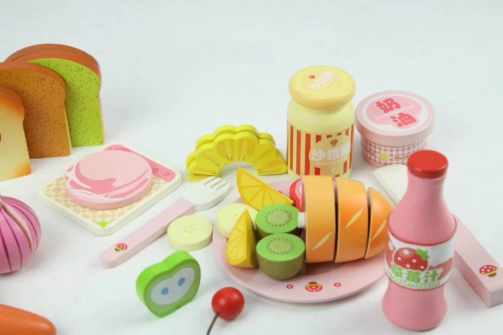 wooden toy dinner set