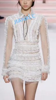 

new arrival white color embroidered lace JIANXI.C-7104 for wedding dress top quality french net lace fabric