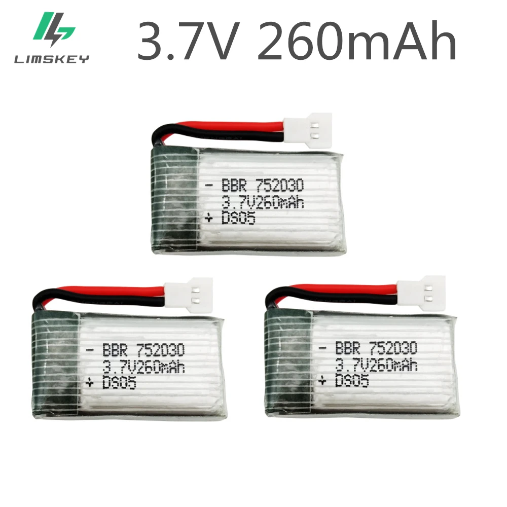 3pcs37V260mAhDroneLipoBattery751732ForRCH8H48MiniH8RC