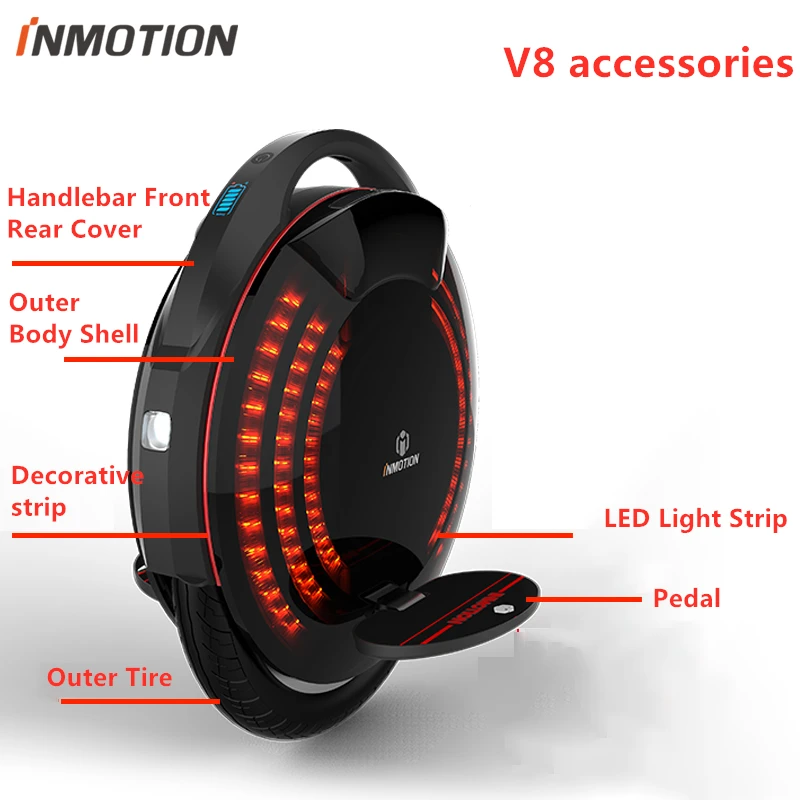 

Original INMOTION V8 Self Balance Scooter Charger Body Shell Protect Cover Pad Handle Pedal Sticker Outer Inner Tires LED Parts