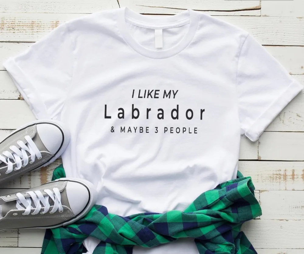 Мне нравится мой Лабрадор Для женщин футболка смешные изделия из хлопка футболка для леди Ен топ для девочек Футболка Hipster Прямая поставка S-330