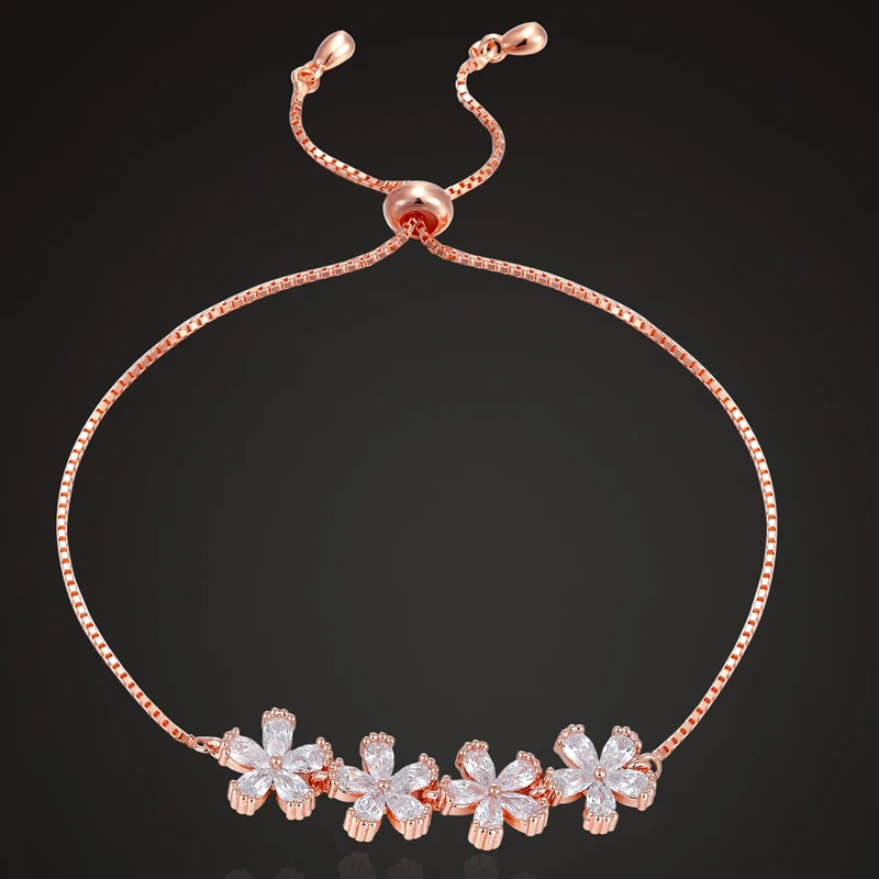 

zlxgirl New arrival Adjustable cubic zircon bridal jewelry hand make bracelet Jewelry fashion box chain women baby braceletes