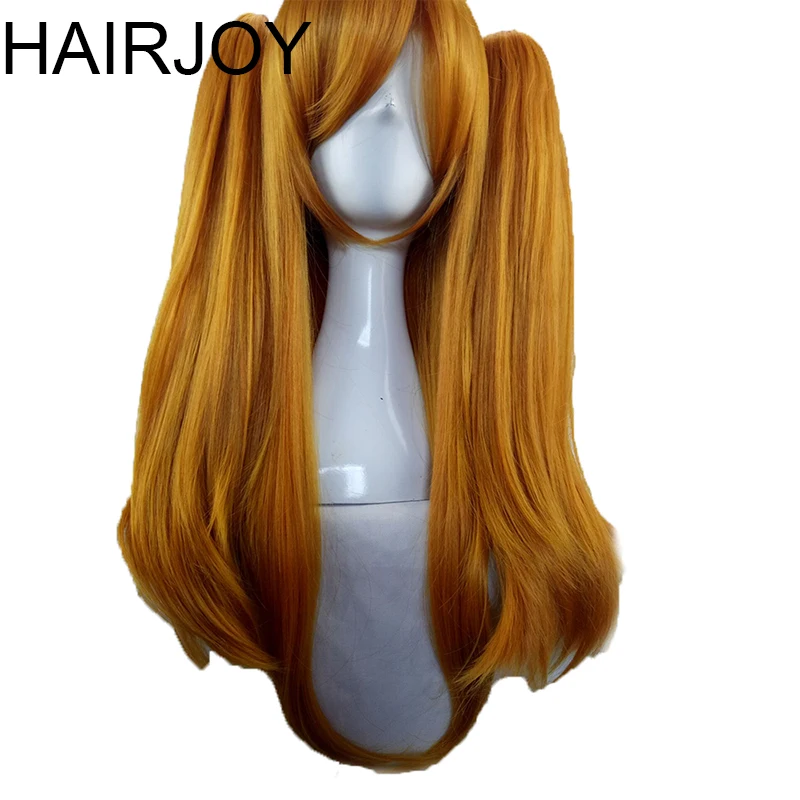 Дешево HAIRJOY женщина 70 см длинные прямые Плетеный оранжевый блондинка синтетические вечерние партии Искусственные парики + 2 зажимы хвост косплэй п...