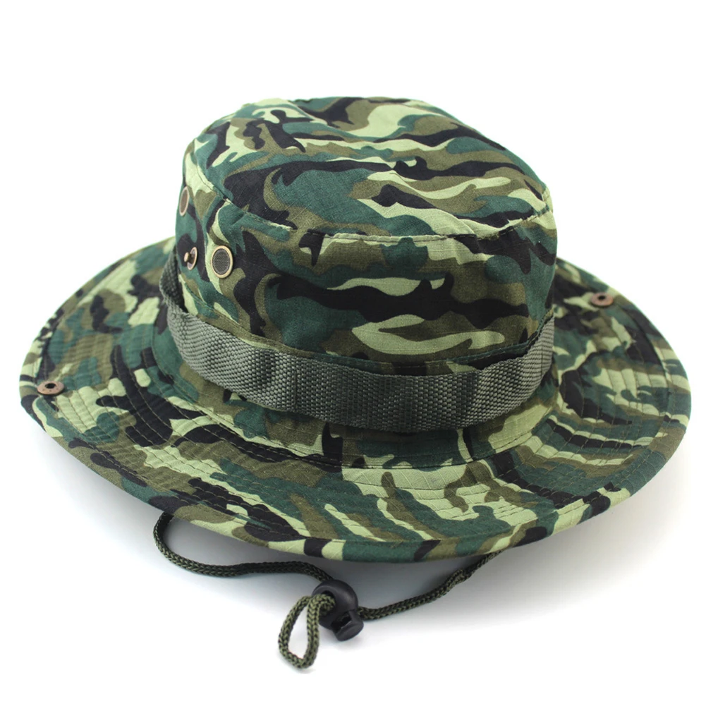 Новая унисекс Панама Boonie шляпа со шнуровкой камуфляж непальская мужская женская шапка рыбак шляпа Военная камуфляжная шляпа для джунглей - Цвет: 5