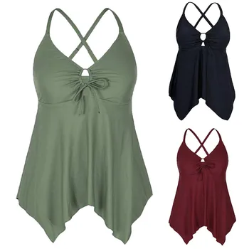 

biquinis feminino 2019 Fashion Women Flowy Swimsuit Swimwear Bikini Cross back Plus Size Tankini Top Dropshipping
