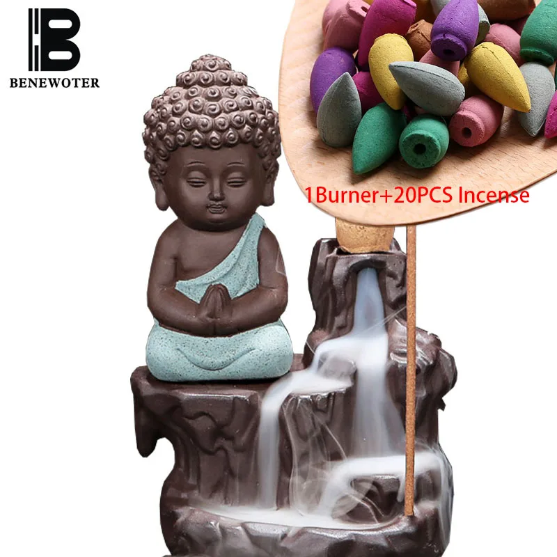 20 шт. конусы для благовоний и курильница в виде Будды|backflow incense burner|incense burnerbuddha burner