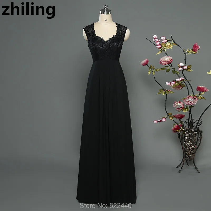 

Charming Lace Top Mother Of The Bride Dresses Black Chiffon Long Formal Dress Party Gowns Women Special Occasion Dress