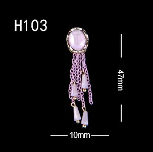 3 шт./лот дизайн ногтей красочные роскошные большие стразы кисточкой Шарм кулон с длинной цепочкой - Цвет: H103