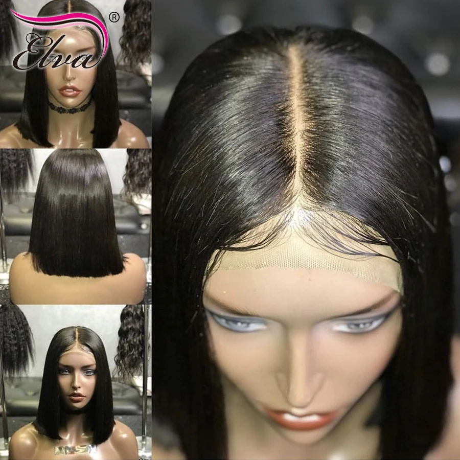 Brazilian Full Lace Wig Short Human Hair Wigs For Black Women Remy Hair Straight Bob Wig Pre Plucked With Baby Hair Elva 8\