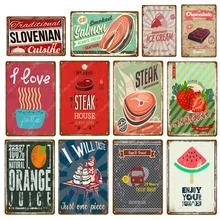 Барбекю Мясо Стейк дом Декор Salmou словенская паста металлические знаки фаст-фуд плакат Паб Бар Кухня украшения стены дома