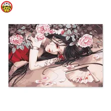 Картина по номерам с изображением произведений искусства Раскраска по номерам Diy Цифровая живопись маслом рисунок картина ручной работы Настенный декор pic китайский антикварная девочка чернила st