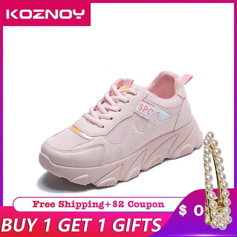Koznoy Sneakers Women Spring Autumn Fashion Dropshipping Muffin Bottom Breathable Round Toe Thick Leisure Shoes | Обувь