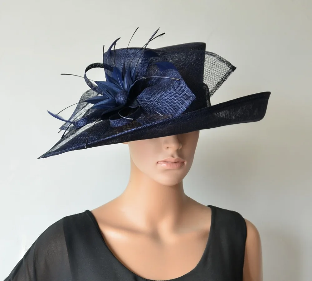 Wide Brim Sinamay Hats Fascinators Church For Races Wedding Wide Brim Sinamay Hats Fascinators Church For Races Wedding Kentucky Derby 4 Colors Ivory Royal Navy Blue Free Shipping In Fedoras From Women S
