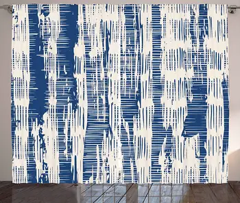

Batik Curtains Abstract Stripy Pattern with Grunge Effect Folkloric Rustic Design Print Living Room Bedroom Window Decor Pane