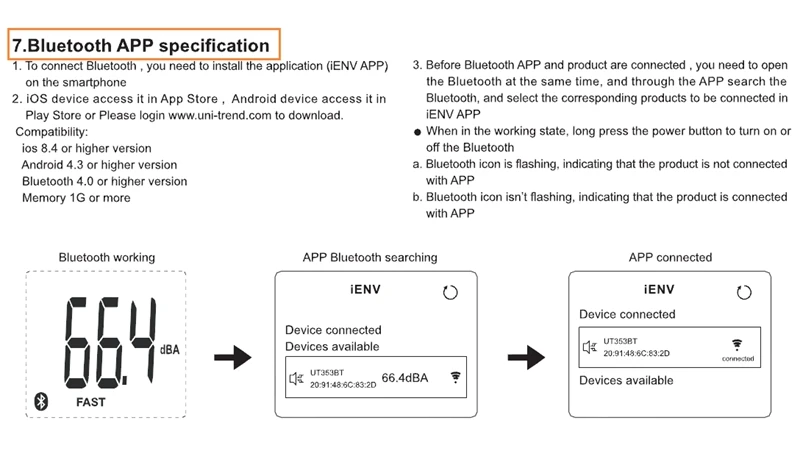 UT353 BT BLUETOOTH SPECIFICATION