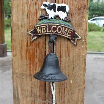 

Cast Iron Dinner Bell Holstein Dairy Cow Colorful Doorbell