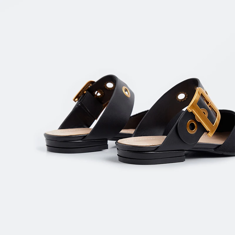 KarinLuna/ г. Новая Брендовая женская обувь с пряжкой, большой размер 43, элегантные женские туфли без задника на плоской подошве для офиса
