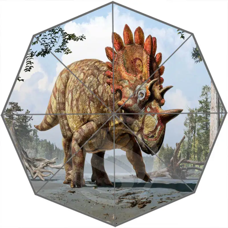 Динозавр классный индивидуальный портативный тройной складной зонт от солнца и дождя декоративный зонтик SQ0624-J248L - Цвет: Прозрачный