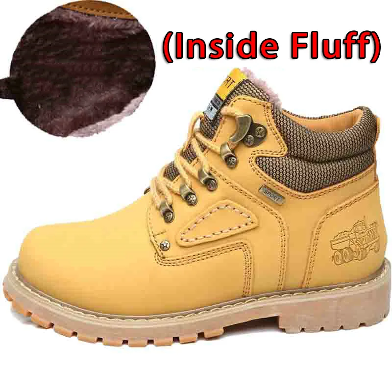Fluff Gold Yellow SURGUT/Новинка; зимние мужские ботильоны в байкерском стиле; меховые плюшевые теплые классические модные зимние ботинки; сезон осень; мужские повседневные уличные рабочие ботинки - Цвет: Fluff Gold Yellow