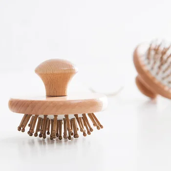 

Beech Household Defence Static Circle Head Massage Portable With Curly Hair Wooden Air Comb