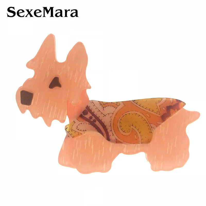 

SexeMara Cartoon Dog Acrylic Brooches For Women Resin Acetate Fiber Dog Corgi Brooch Pins Buck Scarf Accessories Jewelr