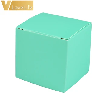 

50pcs/lot 5x5x5cm Kraft Paper Wedding Candy Boxes Three Colors Paper Square Favor Gifts Boxes Candy Boxes For Home Supplies