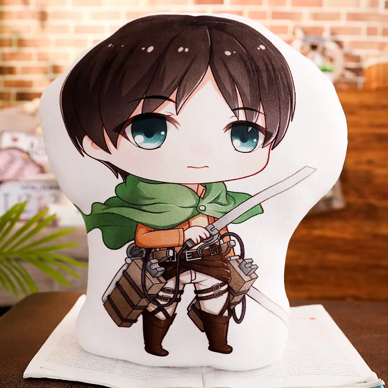 Атака на Подушка титана Игрушка Аниме Eren Mikasa Levi Ackerman короткая плюшевая кукла двухсторонний чехол Косплей 40 см