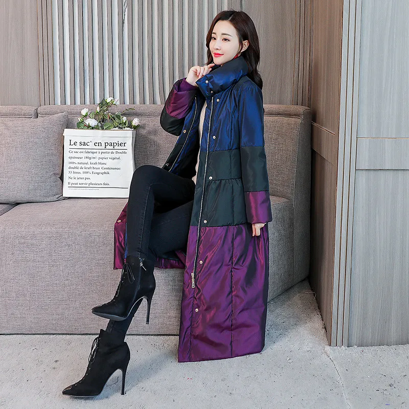 SVESIA Women's Winter Parkas Coat Jackets 2018 Standing Collar Splice Slim Women Parka Coats Jacket Overcoats