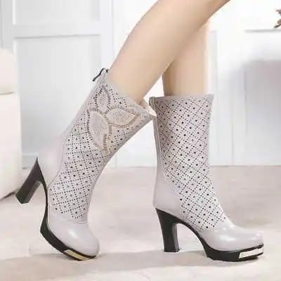 Plus Size 32 43 Women Boots Autumn Winter High Knee Boots Femininos High Heels Flock Zipper Black Hot Long Boots S3807