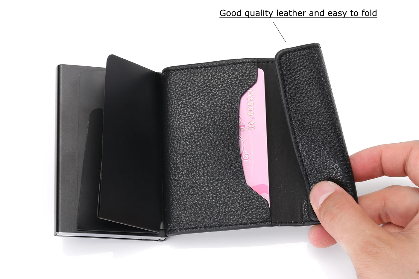 BISI GORO/ новой кредитной держатель для карт с защитой от RFID, для карт чехол-кошелек для путешествий Алюминий коробка модные кожаные сандалии; мягкие кожаные тонкий футляр для карт для мужчин