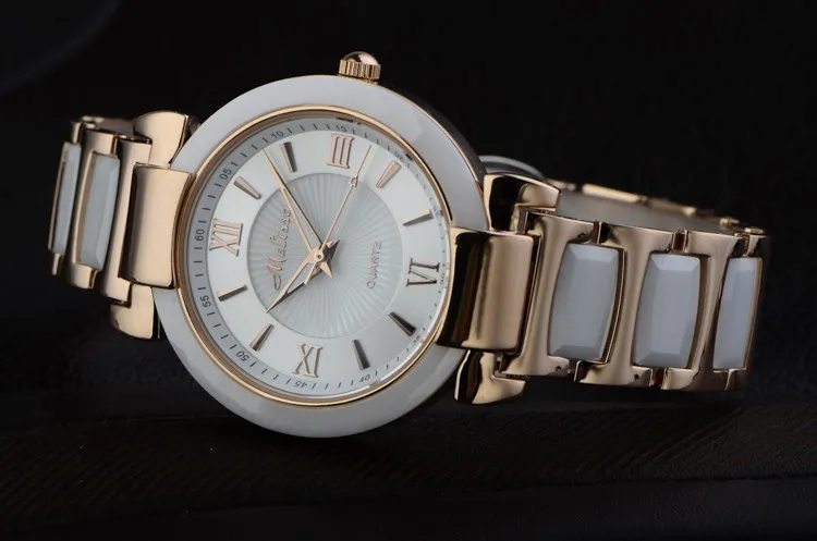 Melissa feminino elegante pulseira de cerâmica relógios