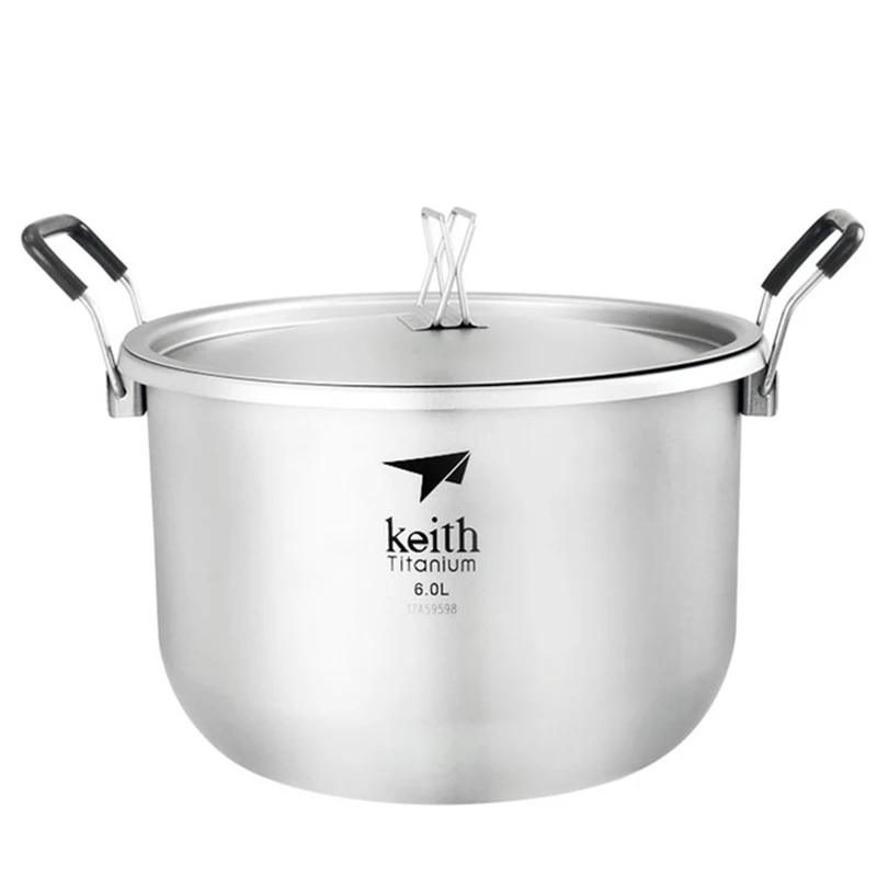 Keith titanium Pot 6L суповый горшок Титановая посуда для кемпинга, походов, охоты, пикника, кухонной утвари Сверхлегкий 870 г Ti8301