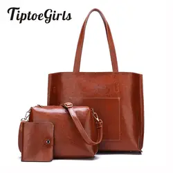 Однотонная трехсекционная композитная сумка женская сумка новая мода высокое качество Повседневная дикая сумка через плечо