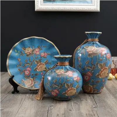 Красивая декоративная керамика тарелки и вазы, настольные украшения для дома, керамические поделки, подарки - Цвет: A