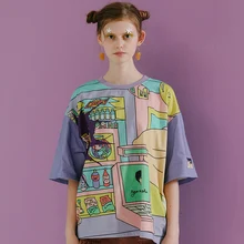 Harajuku Original Graffiti Womens Loose Tee Shirt Tops O Neck Short Sleeve Ladies T-shirts Mixed Colors 2018 Summer New T Shrit