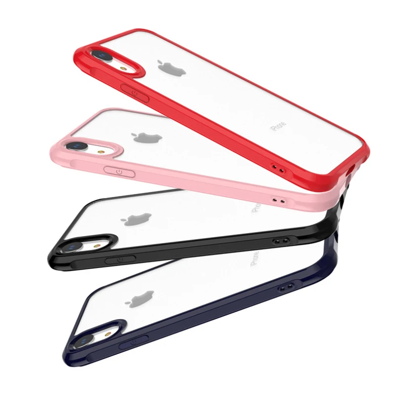 

Anti-knock Soft Jelly Frame Cases For iphone Xs Max XR X 7 8 Plus 2 in 1 Transparent Hard Back Case with Camera Protection
