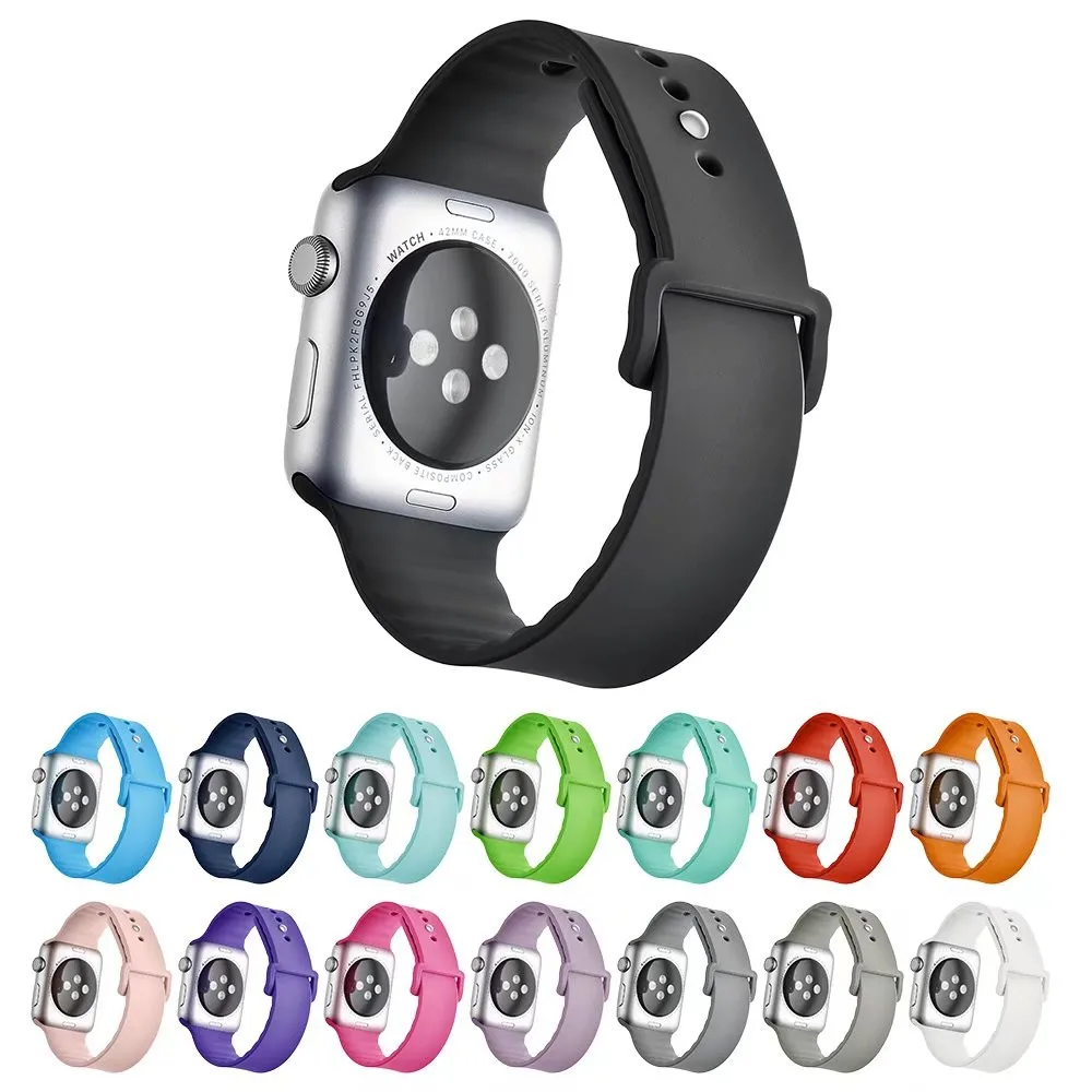 Silicone Rubber Watch Strap for Apple Watch Band 44mm 40mm Series 4&3&1