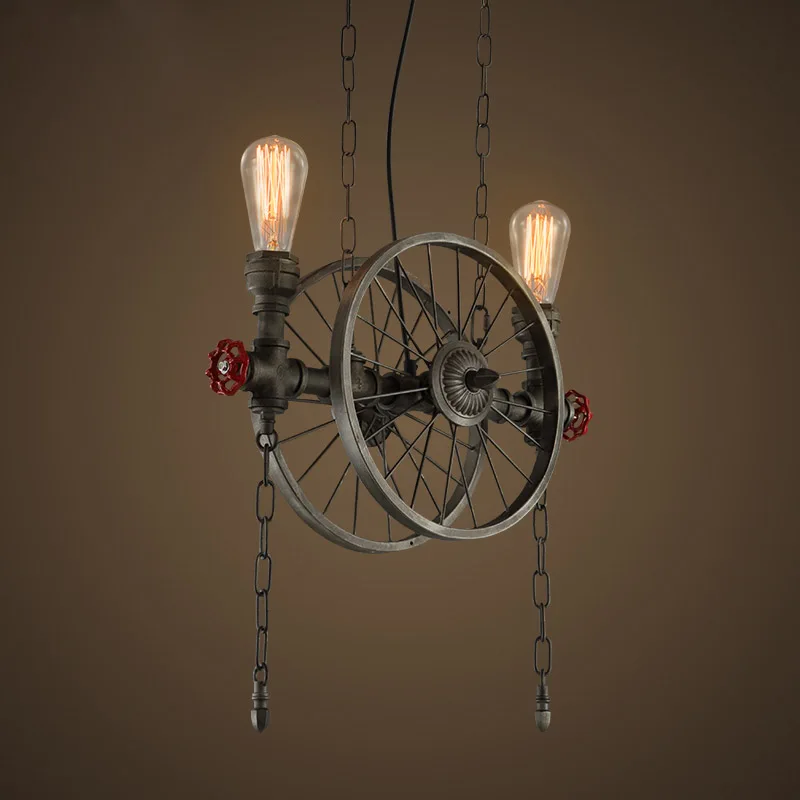 

RH LOFT Metal Wheel Pendant Light Vintage Industrial Lighting American Aisle hanging Lights Lamp 110V-220V